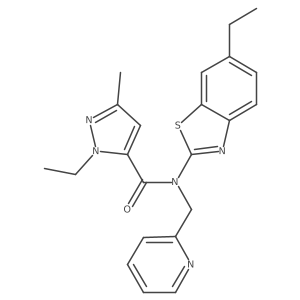 1-ethyl-N-(6-ethylbenzo[d]thiazol-2-yl)-3-methyl-N-(pyridin-2-ylmethyl)-1H-pyrazole-5-carboxamide结构式