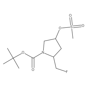 1,1-Dimethylethyl (2S,4S)-2-(fluoromethyl)-4-[(methylsulfonyl)oxy]-1-pyrrolidinecarboxylate结构式