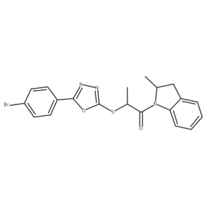2-[[5-(4-Bromophenyl)-1,3,4-oxadiazol-2-yl]thio]-1-(2,3-dihydro-2-methyl-1H-indol-1-yl)-1-propanone Structure
