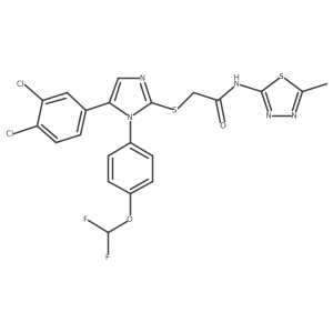 2-((5-(3,4-dichlorophenyl)-1-(4-(difluoromethoxy)phenyl)-1H-imidazol-2-yl)thio)-N-(5-methyl-1,3,4-thiadiazol-2-yl)acetamide结构式