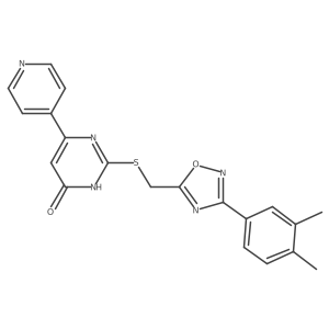 2-({[3-(3,4-Dimethylphenyl)-1,2,4-oxadiazol-5-yl]methyl}sulfanyl)-6-(4-pyridyl)-4-pyrimidinol结构式