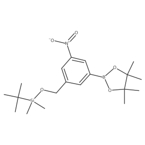 Tert-butyl(dimethyl){[3-nitro-5-(4,4,5,5-tetramethyl-1,3,2-dioxaborolan-2-yl)benzyl]oxy}silane结构式