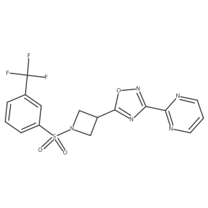 3-(Pyrimidin-2-yl)-5-(1-((3-(trifluoromethyl)phenyl)sulfonyl)azetidin-3-yl)-1,2,4-oxadiazole结构式