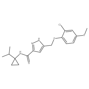 5-[(2-chloro-4-methoxyphenoxy)methyl]-N-(1-isopropylcyclopropyl)-1H-pyrazole-3-carboxamide结构式