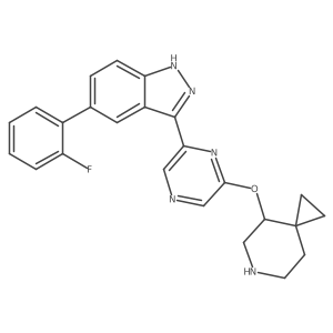 (R)-3-(6-(6-Azaspiro[2.5]octan-4-yloxy)pyrazin-2-yl)-5-(2-fluorophenyl)-1H-indazole结构式