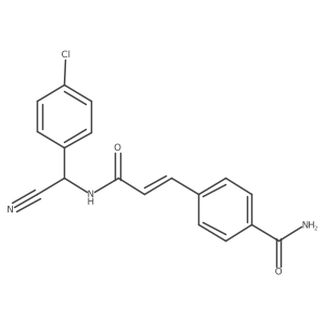 4-[(E)-3-[[(4-Chlorophenyl)-cyanomethyl]amino]-3-oxoprop-1-enyl]benzamide Structure