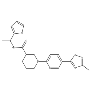 N-[1-(2-furyl)ethyl]-1-[5-(3-methyl-1,2,4-oxadiazol-5-yl)pyridin-2-yl]piperidine-3-carboxamide结构式