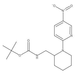 Tert-butyl ((1-(5-nitropyridin-2-yl)piperidin-2-yl)methyl)carbamate结构式