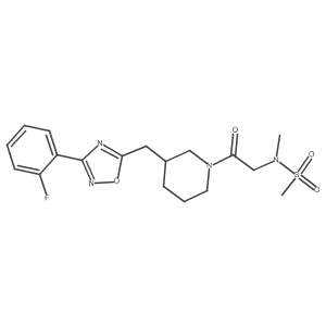 N-(2-(3-((3-(2-fluorophenyl)-1,2,4-oxadiazol-5-yl)methyl)piperidin-1-yl)-2-oxoethyl)-N-methylmethanesulfonamide结构式