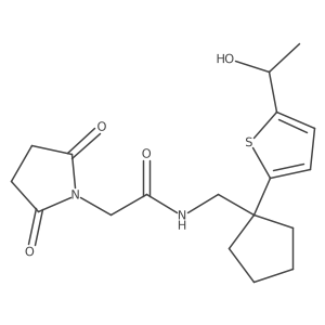 2-(2,5-dioxopyrrolidin-1-yl)-N-((1-(5-(1-hydroxyethyl)thiophen-2-yl)cyclopentyl)methyl)acetamide结构式