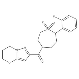 (6,7-dihydro-5H-pyrazolo[5,1-b][1,3]oxazin-2-yl)(7-(2-fluorophenyl)-1,1-dioxido-1,4-thiazepan-4-yl)methanone结构式