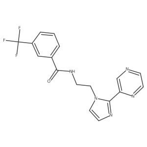 N-(2-(2-(pyrazin-2-yl)-1H-imidazol-1-yl)ethyl)-3-(trifluoromethyl)benzamide结构式