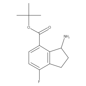 tert-Butyl 3-amino-7-fluoro-2,3-dihydro-1H-indene-4-carboxylate结构式