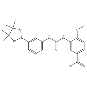 1-(2-Methoxy-5-nitrophenyl)-3-[3-(tetramethyl-1,3,2-dioxaborolan-2-yl)phenyl]urea结构式