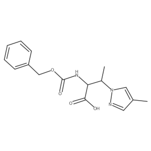 2-{[(benzyloxy)carbonyl]amino}-3-(4-methyl-1H-pyrazol-1-yl)butanoic acid结构式
