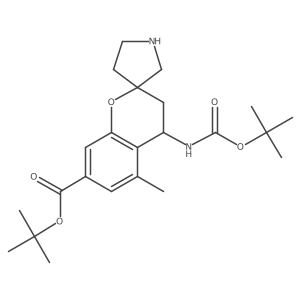Tert-butyl 4-{[(tert-butoxy)carbonyl]amino}-5-methyl-3,4-dihydrospiro[1-benzopyran-2,3'-pyrrolidine]-7-carboxylate Structure