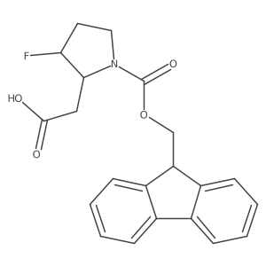 2-(1-{[(9H-fluoren-9-yl)methoxy]carbonyl}-3-fluoropyrrolidin-2-yl)acetic acid结构式
