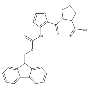 (4R)-3-[3-({[(9H-fluoren-9-yl)methoxy]carbonyl}amino)furan-2-carbonyl]-1,3-thiazolidine-4-carboxylic acid结构式