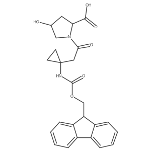 (2S,4S)-1-{2-[1-({[(9H-fluoren-9-yl)methoxy]carbonyl}amino)cyclopropyl]acetyl}-4-hydroxypyrrolidine-2-carboxylic acid Structure