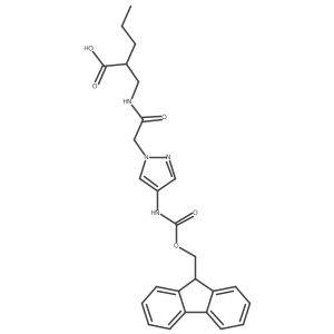 2-({2-[4-({[(9H-fluoren-9-yl)methoxy]carbonyl}amino)-1H-pyrazol-1-yl]acetamido}methyl)pentanoic acid Structure