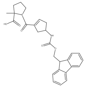 1-[4-({[(9H-fluoren-9-yl)methoxy]carbonyl}amino)cyclopent-1-ene-1-carbonyl]-2-methylpyrrolidine-2-carboxylic acid结构式
