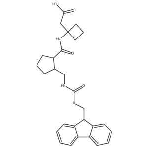 2-(1-{2-[({[(9H-fluoren-9-yl)methoxy]carbonyl}amino)methyl]cyclopentaneamido}cyclobutyl)acetic acid结构式