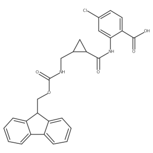4-chloro-2-{2-[({[(9H-fluoren-9-yl)methoxy]carbonyl}amino)methyl]cyclopropaneamido}benzoic acid结构式