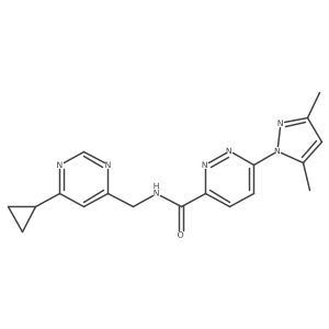 N-((6-cyclopropylpyrimidin-4-yl)methyl)-6-(3,5-dimethyl-1H-pyrazol-1-yl)pyridazine-3-carboxamide结构式