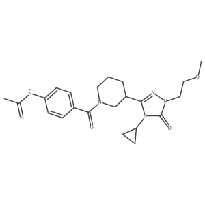 N-(4-(3-(4-cyclopropyl-1-(2-methoxyethyl)-5-oxo-4,5-dihydro-1H-1,2,4-triazol-3-yl)piperidine-1-carbonyl)phenyl)acetamide结构式