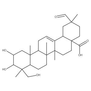 (2S,4aR,6aR,6aS,6bR,8aR,9R,10R,11S,12aR,14bS)-2-formyl-10,11-dihydroxy-9-(hydroxymethyl)-2,6a,6b,9,12a-pentamethyl-1,3,4,5,6,6a,7,8,8a,10,11,12,13,14b-tetradecahydropicene-4a-carboxylic acid Structure