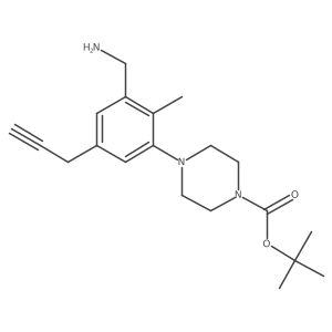 Tert-butyl 4-[3-(aminomethyl)-2-methyl-5-(prop-2-yn-1-yl)phenyl]piperazine-1-carboxylate结构式