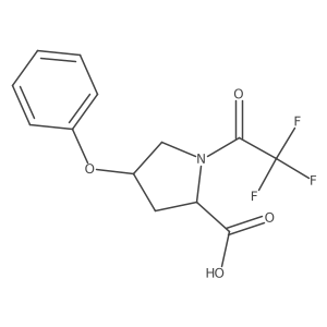 (2S,4S)-4-phenoxy-1-(2,2,2-trifluoroacetyl)pyrrolidine-2-carboxylic acid结构式