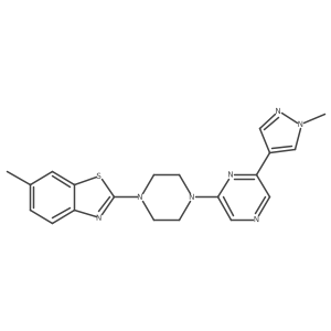 6-methyl-2-{4-[6-(1-methyl-1H-pyrazol-4-yl)pyrazin-2-yl]piperazin-1-yl}-1,3-benzothiazole结构式