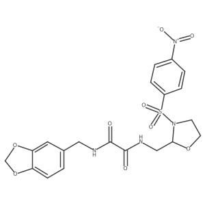 N'-(1,3-benzodioxol-5-ylmethyl)-N-[[3-(4-nitrophenyl)sulfonyloxazolidin-2-yl]methyl]oxamide Structure