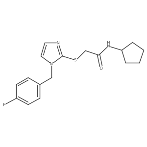 N-cyclopentyl-2-((1-(4-fluorobenzyl)-1H-imidazol-2-yl)thio)acetamide结构式