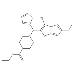 Ethyl 1-((2-ethyl-6-hydroxythiazolo[3,2-b][1,2,4]triazol-5-yl)(furan-2-yl)methyl)piperidine-4-carboxylate Structure