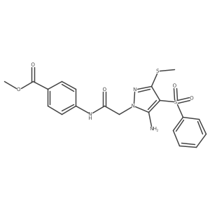 methyl 4-{2-[5-amino-4-(benzenesulfonyl)-3-(methylsulfanyl)-1H-pyrazol-1-yl]acetamido}benzoate Structure