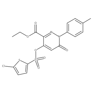 Ethyl 4-(((5-chlorothiophen-2-yl)sulfonyl)oxy)-6-oxo-1-(p-tolyl)-1,6-dihydropyridazine-3-carboxylate结构式