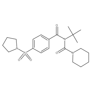 N-tert-butyl-N-(piperidine-1-carbonyl)-4-(pyrrolidine-1-sulfonyl)benzamide结构式