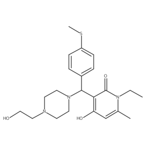 1-ethyl-4-hydroxy-3-((4-(2-hydroxyethyl)piperazin-1-yl)(4-(methylthio)phenyl)methyl)-6-methylpyridin-2(1H)-one结构式