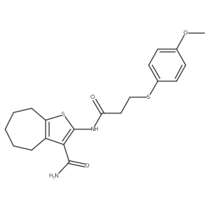 2-(3-((4-methoxyphenyl)thio)propanamido)-5,6,7,8-tetrahydro-4H-cyclohepta[b]thiophene-3-carboxamide结构式