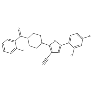 2-(2,4-Dichlorophenyl)-5-(4-(2-fluorobenzoyl)piperazin-1-yl)oxazole-4-carbonitrile Structure