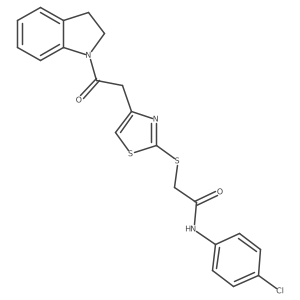 N-(4-chlorophenyl)-2-((4-(2-(indolin-1-yl)-2-oxoethyl)thiazol-2-yl)thio)acetamide结构式