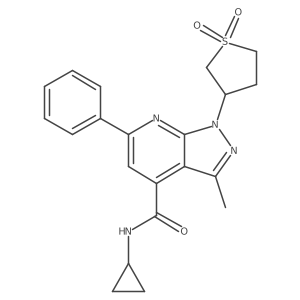 N-cyclopropyl-1-(1,1-dioxidotetrahydrothiophen-3-yl)-3-methyl-6-phenyl-1H-pyrazolo[3,4-b]pyridine-4-carboxamide结构式