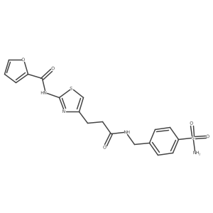 N-(4-(3-oxo-3-((4-sulfamoylbenzyl)amino)propyl)thiazol-2-yl)furan-2-carboxamide结构式