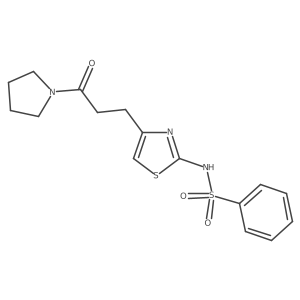 N-(4-(3-oxo-3-(pyrrolidin-1-yl)propyl)thiazol-2-yl)benzenesulfonamide结构式