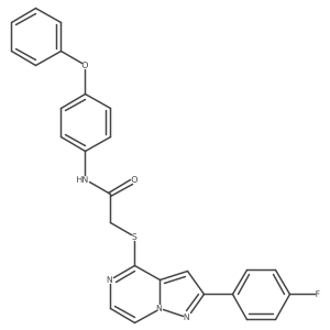 2-{[2-(4-fluorophenyl)pyrazolo[1,5-a]pyrazin-4-yl]sulfanyl}-N-(4-phenoxyphenyl)acetamide结构式