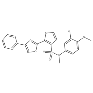 N-(3-chloro-4-methoxyphenyl)-N-methyl-2-(3-phenyl-1,2,4-oxadiazol-5-yl)thiophene-3-sulfonamide结构式