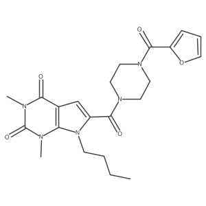 7-butyl-6-(4-(furan-2-carbonyl)piperazine-1-carbonyl)-1,3-dimethyl-1H-pyrrolo[2,3-d]pyrimidine-2,4(3H,7H)-dione结构式