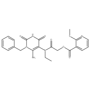 [(6-Amino-1-benzyl-2,4-dioxo-1,2,3,4-tetrahydropyrimidin-5-yl)(ethyl)carbamoyl]methyl 2-(methylsulfanyl)pyridine-3-carboxylate Structure